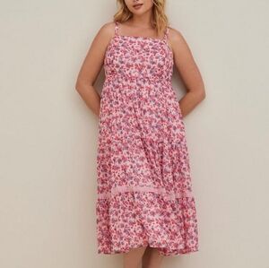 Torrid Size 1 Chiffon and Lurex Tea Length Tiered Dress